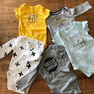 Short and long sleeve baby boy onesies 0-3 months